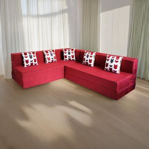 Little Smile L-Shaped 78x60x16 inch- Jute Fabric 4 4 Seater Double Foam ...