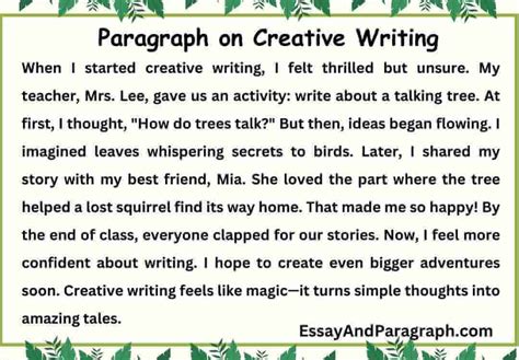 Image result for Creative Writing Paragraph Examples