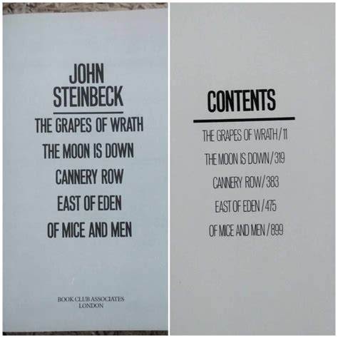 JOHN STEINBECK Novels / THE GRAPES OF WRATH, EAST OF EDEN, OF MICE ...