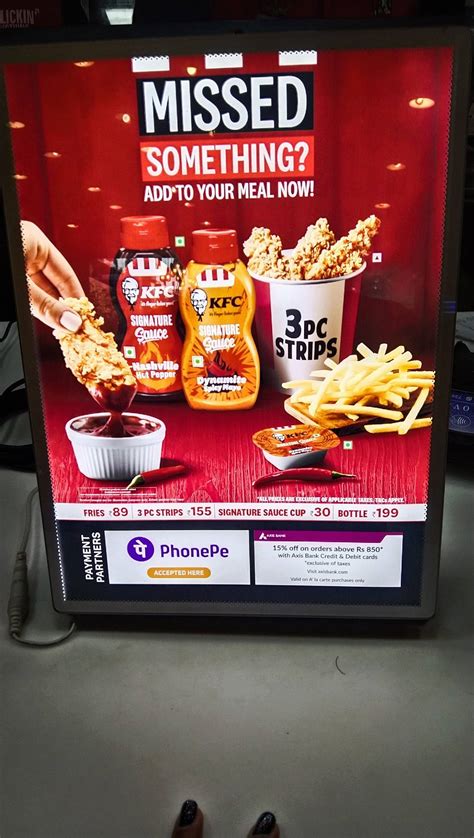 Menu at KFC, Panaji, Caculo Mall