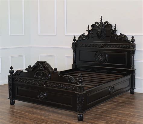 Lion Head Hand Carved Gothic Style Solid Wooden Bed - Walmart.com ...