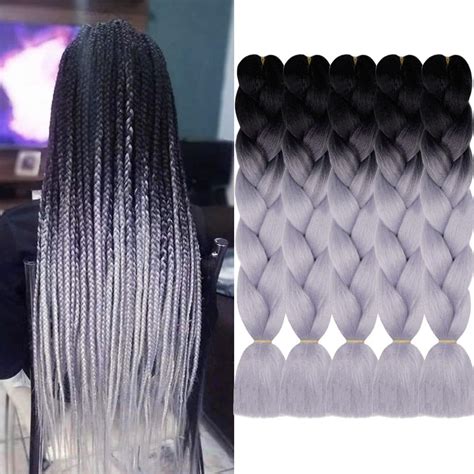 AIDUSA Ombre Braiding Hair 5pcs Synthetic Braids Hair Extensions 24 ...