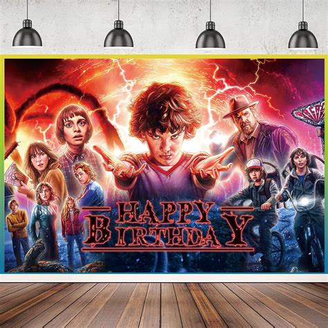 Buy Stranger Happy Birthday Banner Backdrop, Horror Movie Themd ...