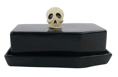 Amazon.com | Boston Warehouse Coffin Shaped with Skull Handle Covered Butter Dish, Standard ...