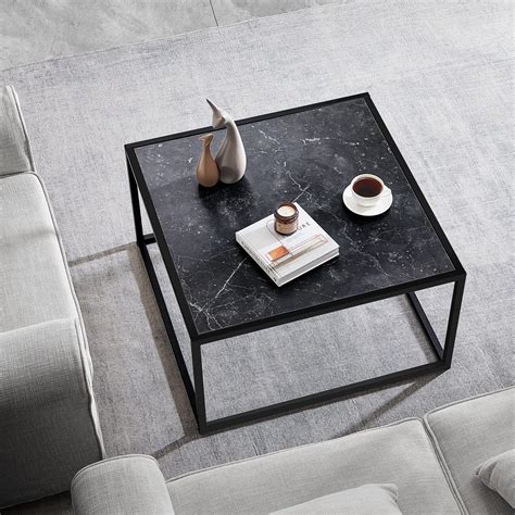 SAYGOER Black Coffee Table Small Square Coffee Tables Simple Modern ...
