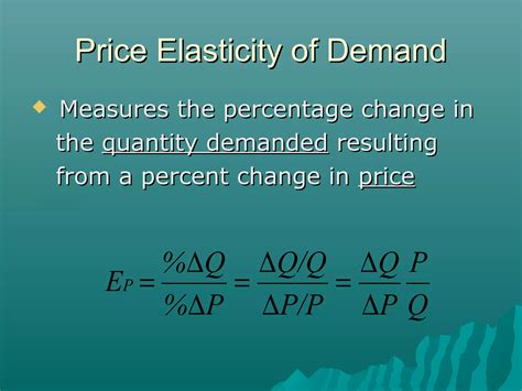 The Price Elasticity Of Demand Measures