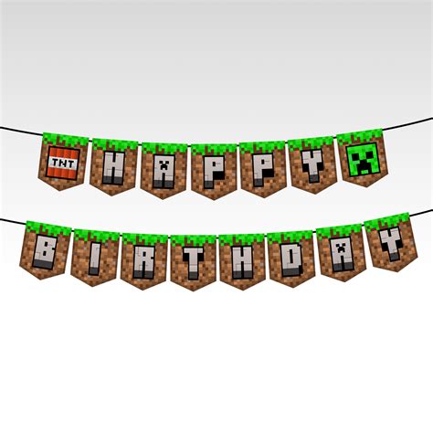 Minecraft Birthday Banner Party Font Svg Bundle Minecraft Gamer Birthday Bunting Party ...