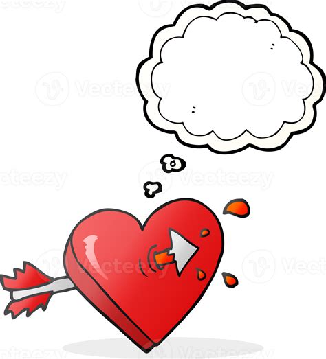 hand drawn thought bubble cartoon arrow through heart hand drawn ...
