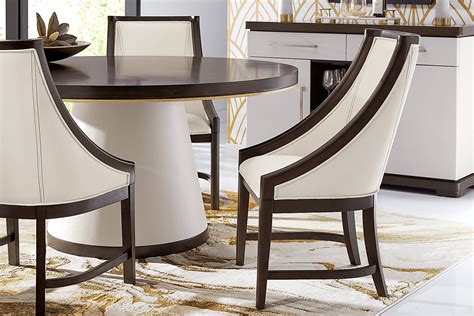 Elko Falls 5 Pc Espresso Dark Wood White Dining Room Set With Round ...