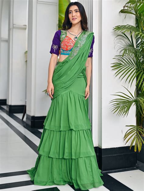 Tales Of Organza Sage Green Saree