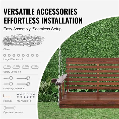 VEVOR Outdoor Wooden Porch Swing, 880lbs 5.5FT Heavy India | Ubuy