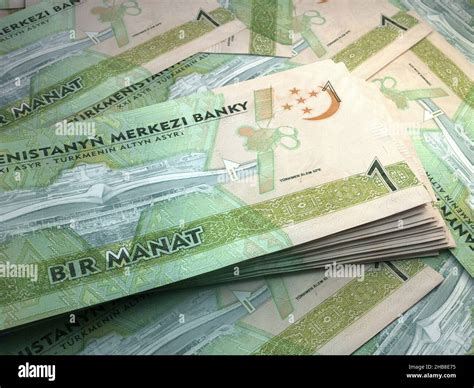 Money of Turkmenistan. Manat bills. TMT banknotes. 1 Turkmen. Business, finance, news background ...