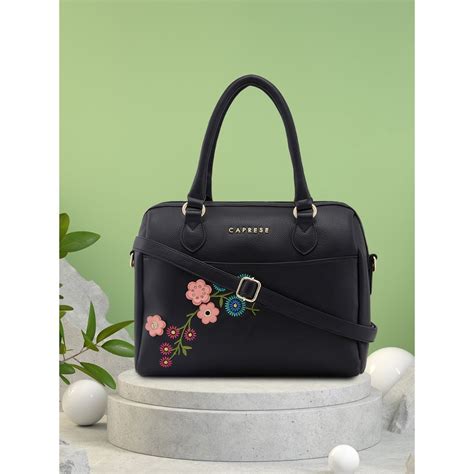 Buy Caprese Women Black Erica Satchel Bag with Detachable Strap (M) Online