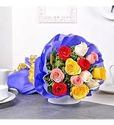 FlowerAura Fresh Live Flower Bouquet of 10 Fresh Live Red Roses In ...
