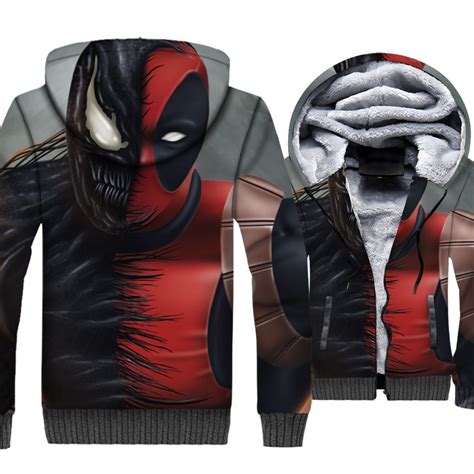 Venom Jackets - Venom Series Venom And Deadpool Super Cool 3D Fleece Jacket - Anime Hoodie Shop
