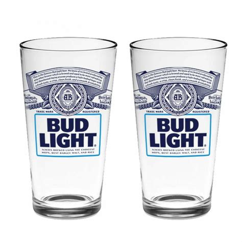 Bud Light 16 ounces Capacity Glassware Pint Glass 2 Packs - Clear ...