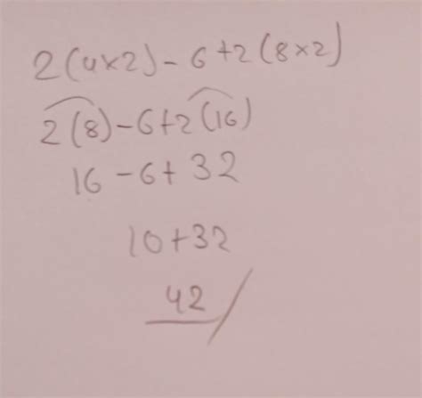 cuanto es 2 (4×2)-6+2(8×2) plissss porfisss[tex]2(4 times 2) - 6 + 2(8 ...