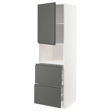 METOD / MAXIMERA hi cab f micro w door/2 drawers, white/Voxtorp dark ...