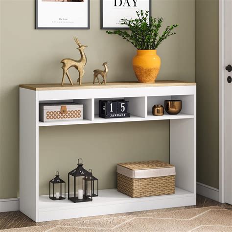 Buy Tribesigns Console Table, 2-Tier Entryway Table with 3 Compartments ...