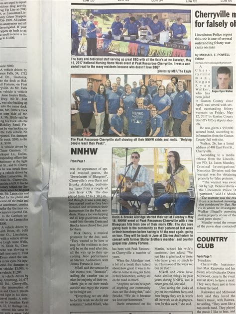 Peak Resources Cherryville Featured in the Cherryville Eagle for ...