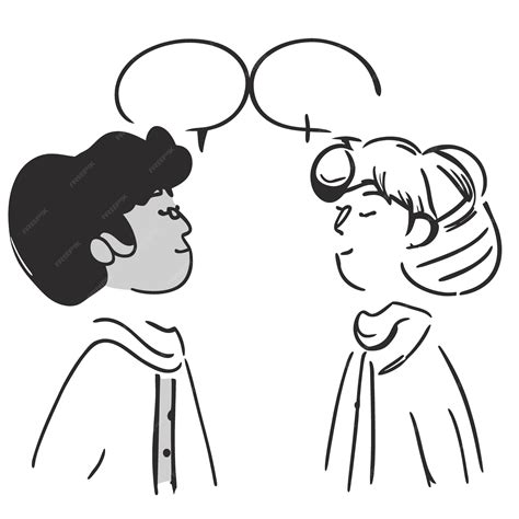 Two People Talking Drawing