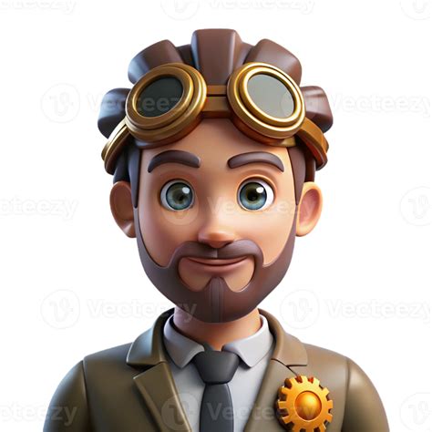 wonderful traditional Portrait of a steampunk inventor with goggles on ...