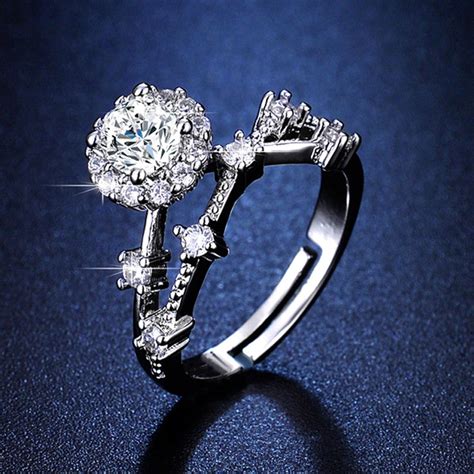 Buy Silver Plated Crystal Studded Contemporary Anti Tarnish Adjustable ...