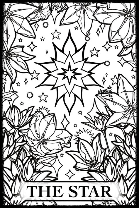 The Star Tarot Card Colouring Page, Digital Download to Print, Nature ...