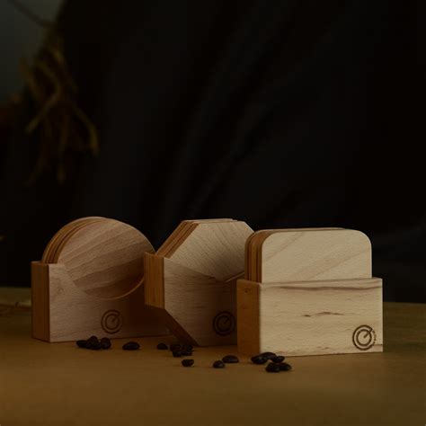 Wood Coasters with Holder | Set of 6 – Ecoist