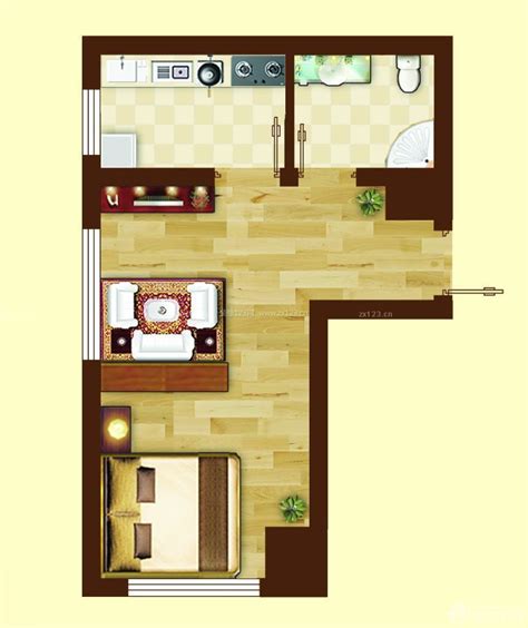 小户型酒店式公寓56平方一室一厅户型图_装信通网效果图