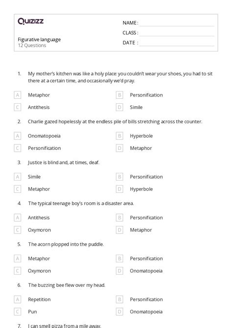 50+ Figurative Language worksheets for 8th Class on Quizizz | Free ...