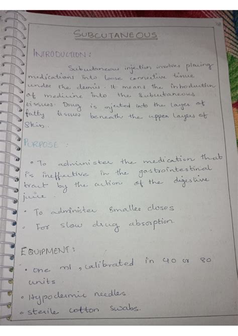 Nursing 101: Subcutaneous Injection Overview & Instructions - Studocu