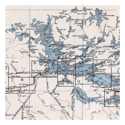 Hand Painted Map of the Boundary Waters Canoe Area, Rainy Lake ...
