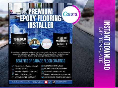 Epoxy Flooring Flyer Editable Canva Template US Letter Size. - Etsy