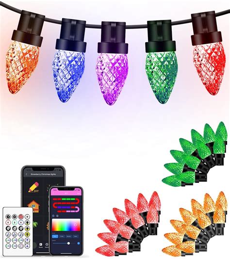 Amazon.com: C9 Christmas Lights Outdoor DIY, 33Ft Extendable Smart 50 ...