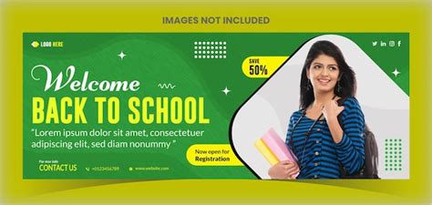 Welkom terug bij school webbanner of sociale banner ontwerpsjablonen ...