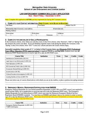 Fillable Online STUDENTS INTENDING TO ENTER LAW ENFORCEMENT SKILLS ...