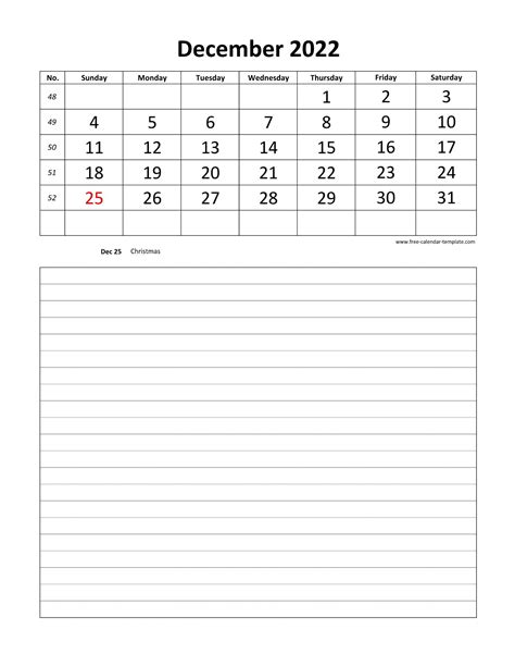 Blank December 2022 Calendar