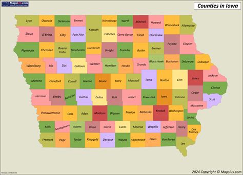 Iowa County Map - List of counties in Iowa - MapsiUS.com