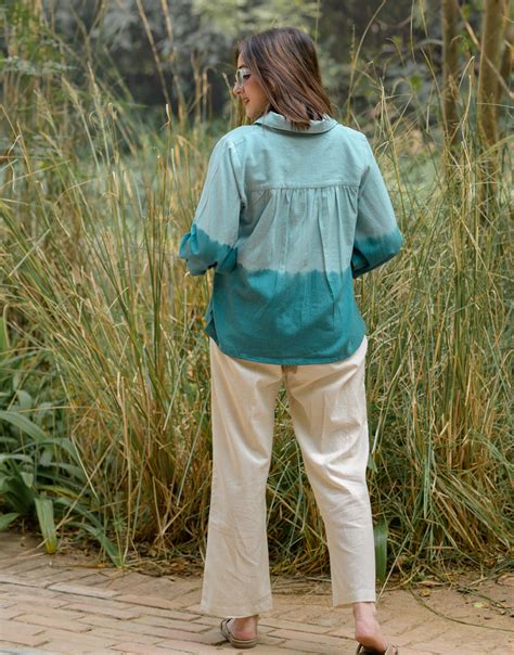 Shop Turquoise Ombre Shirt Online - B-464-XS