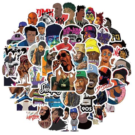 FIEIJ Rapper Mixed Stickers 50PCS Singer Stickers Pack Vinyl Waterproof ...