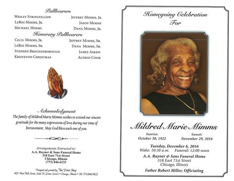 Mildred Marie Mimms Obituary | AA Rayner and Sons Funeral Homes