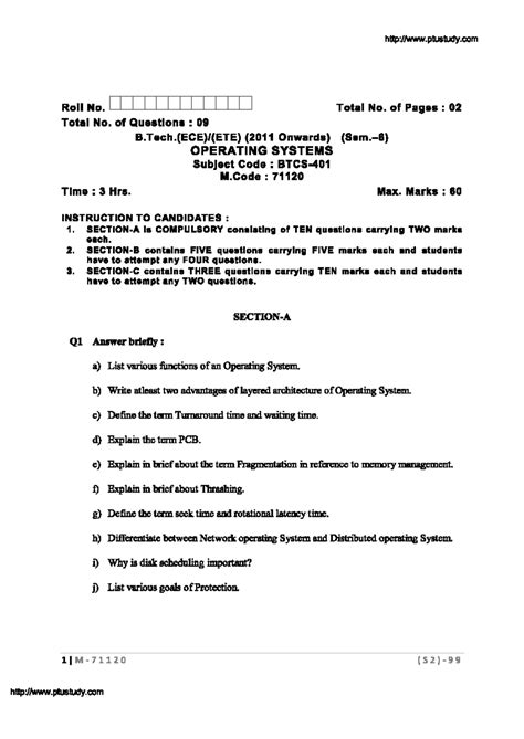 operating sustem pyq2 - B.Tech (CSE) - Studocu