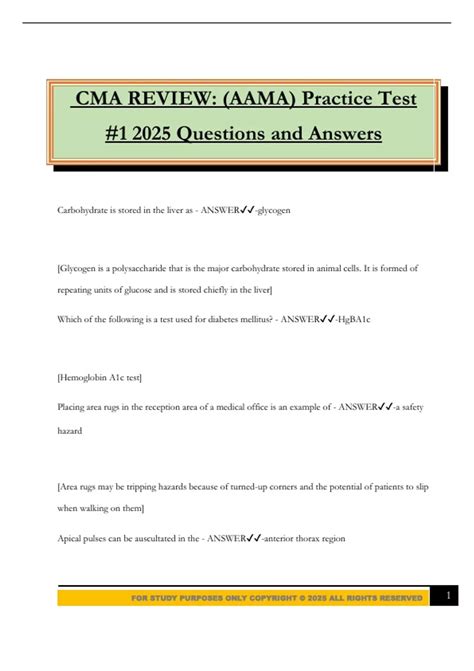 CMA REVIEW: (AAMA) Practice Test #1 2025 Questions and Answers - CMA ...