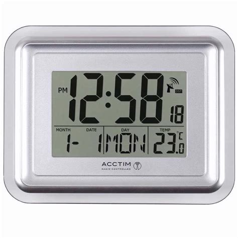 Acctim Delta RC LCD Silver Clock - 74577 | Audiotime (UK) Ltd.