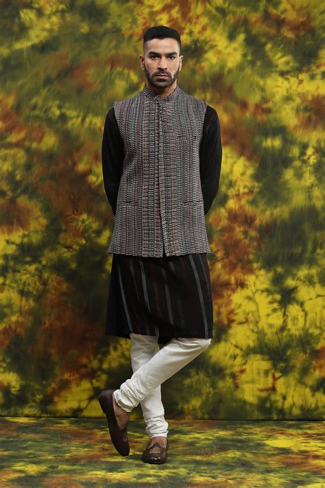 Multi Coloured Textured Jacket With Matching Kurta Churidar – shop soniyag