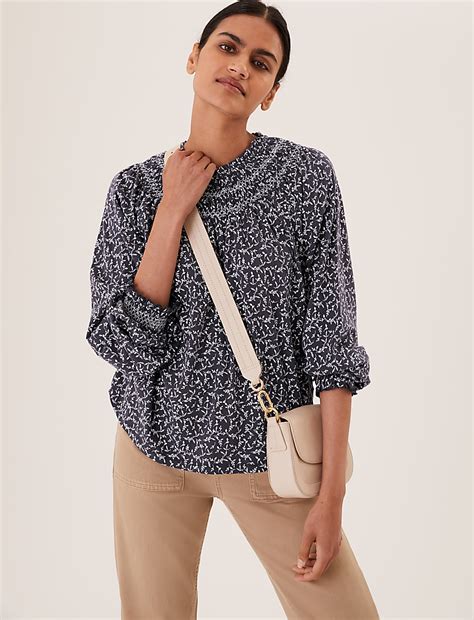 Buy Pure Cotton Printed Long Sleeve Top at Marks & Spencer