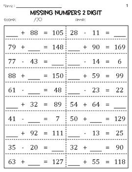 Missing Numbers 2-Digit Math 的图像结果