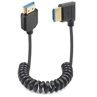 Duttek 8K Coiled HDMI Cable, 48Gbps HDMI Coiled, Extreme Thin Right ...