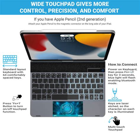 Doqo F109 Pro Magnetic Keyboard Case for iPad | Concept Kart